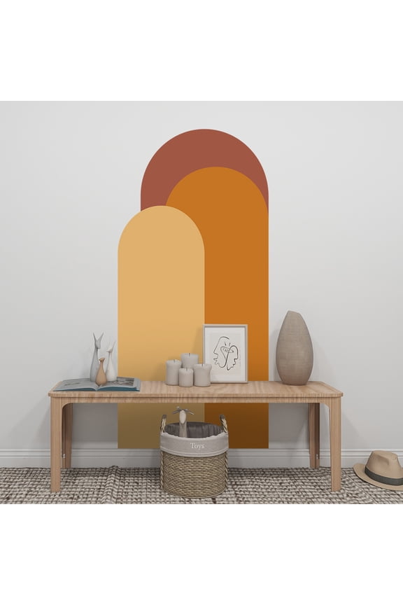 Boho Arch Wall Decal Decor, Modern Living Room Bedroom Wall Art, Removable Peel and Stick Art Murals Wall Accent for Room Bedroom Living Room Decor