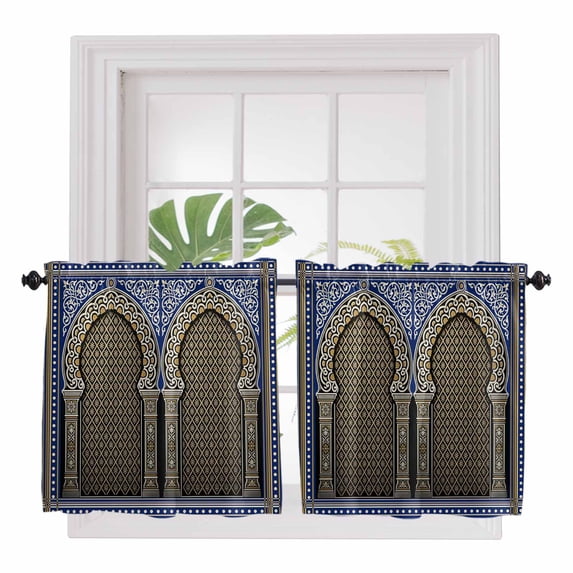 Boho Archway 2 Panel Kitchen Curtains for Small Windows, Vintage Ethnic ...