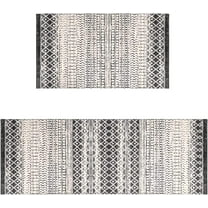 Boho Area Kitchen Mats Sets of 2 Large Home Rugs Black Non-Slip Decor Retro Fuzzy handwash Pads 47x17 in