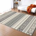 thumbnail image 1 of Boho Area Rug 2'x3' Khaki Stripes Abstract Geometric Texture Washable Area Rugs Non Shedding Floor Carpet Rubber Backing Non-Slip Indoor Mats for Living Room Bedroom Kitchen, 1 of 8