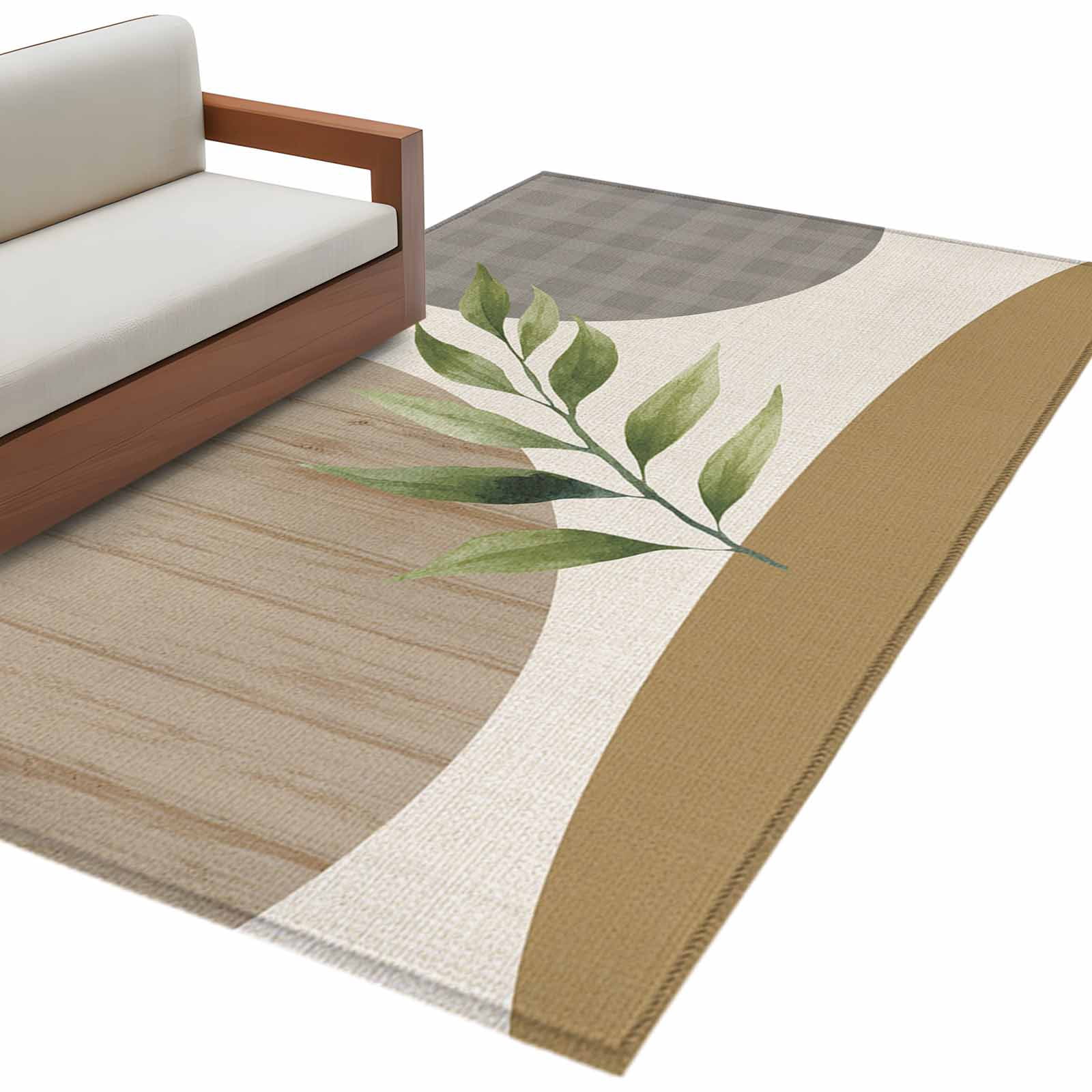 Boho Area Rug 3x5 Washable Rug Non Slip Modern Art Leaves Abstract ...
