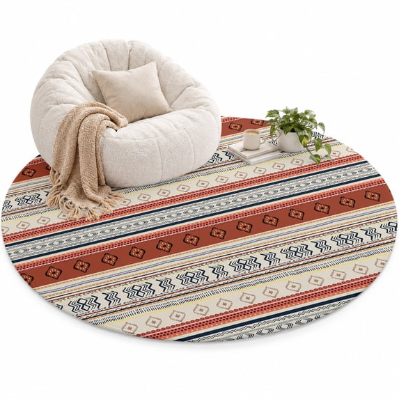 Boho Area Rug 5', Pastoral Style Lines Geometric Soft Mat Non-Slip ...