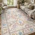 thumbnail image 1 of NewBuros Area Rugs 6'x9' Washable Non-Slip Boho Rugs, Soft Stain Resistant Low Pile Print Indoor Carpet for Living Room Bedroom Dining Room, Cream, 1 of 10