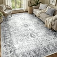 thumbnail image 1 of NewBuros Area Rugs 6'x9' Washable Non-Slip Boho Rugs, Soft Stain Resistant Low Pile Print Indoor Carpet for Living Room Bedroom Dining Room, Gray & Black, 1 of 9
