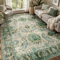 thumbnail image 1 of NewBuros Area Rugs 6'x9' Washable Non-Slip Boho Rugs, Soft Stain Resistant Low Pile Print Indoor Carpet for Living Room Bedroom Dining Room, Light Green, 1 of 9