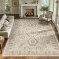 thumbnail image 1 of NewBuros Area Rugs 8'x10' Washable Non-Slip Boho Rugs, Soft Stain Resistant Low Pile Print Indoor Carpet for Living Room Bedroom Dining Room, Khaki, 1 of 9