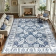 thumbnail image 1 of NewBuros Area Rugs 8'x10' Washable Non-Slip Boho Rugs, Soft Stain Resistant Low Pile Print Indoor Carpet for Living Room Bedroom Dining Room, Navy Blue, 1 of 10