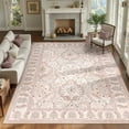 thumbnail image 1 of NewBuros Area Rugs 8'x10' Washable Non-Slip Boho Rugs, Soft Stain Resistant Low Pile Print Indoor Carpet for Living Room Bedroom Dining Room, Pink, 1 of 9