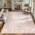 thumbnail image 1 of NewBuros Area Rugs 8'x10' Washable Non-Slip Boho Rugs, Soft Stain Resistant Low Pile Print Indoor Carpet for Living Room Bedroom Dining Room, Pink, 1 of 8