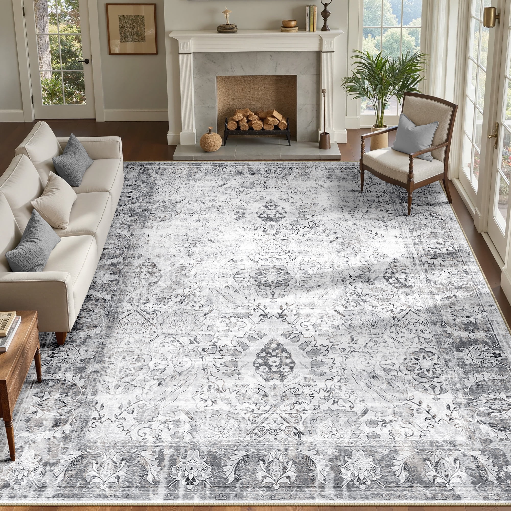 NewBuros Area Rugs 9'x12' Washable Non-Slip Boho Rugs, Soft Stain ...