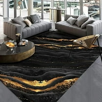 Boho Area Rug Machine Washable, Non Slip Area Rugs for Entryway Bedroom Bedside Kitchen Hallway Living Room Laundry Room Indoor Mat Soft Low-Gold Lines Lava Pattern