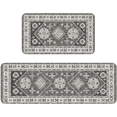 thumbnail image 1 of Grey Boho Kitchen Rugs and Mats Set of 2, 17"x47"+17"x30" Non-Slip Machine Washable Runner Rugs for Kitchen Floor, Soft Kitchen Mat Set for Home,Laundry Room,Floral Pattern, 1 of 7