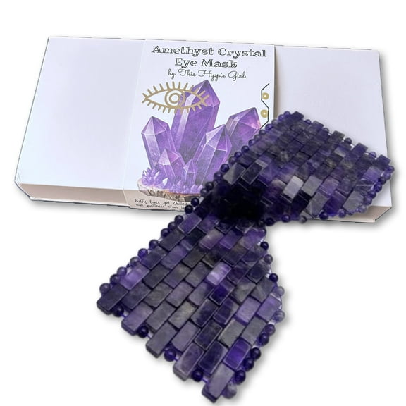 Boho Aromatic This Hippie Girl Amethyst Eye Mask  Natural Crystal Facial Mask for Puffiness, Dark Circles & Tension Relief. Cooling Spa Stone for Relaxation, Skincare & Beauty Routine