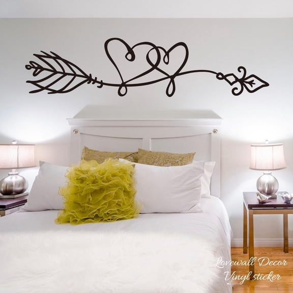Boho Arrow Heart Wall Sticker Baby Nursery Living Room Bohemian Heart Arrow Wall Decal Bedroom Kids Room Vinyl Home Decor Art 120cmx29cm