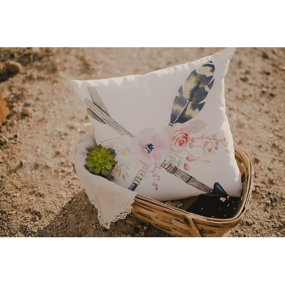 Boho Arrows and Flowers | Pillow Cover | Inspirational | Gift for her | Boho Throw Pillows | Floral Throw Pillows | Farmhouse Throw Pillows