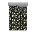 thumbnail image 1 of Boho Art Fitted Sheet & Pillow Sham Set, Space Inspired Sun and Moon Motifs Floral Bloom of Galaxy Boho Pattern, Decorative Printed 3 Piece Bedding Decor, Calking, Green Peach and Black, by Ambesonne, 1 of 2