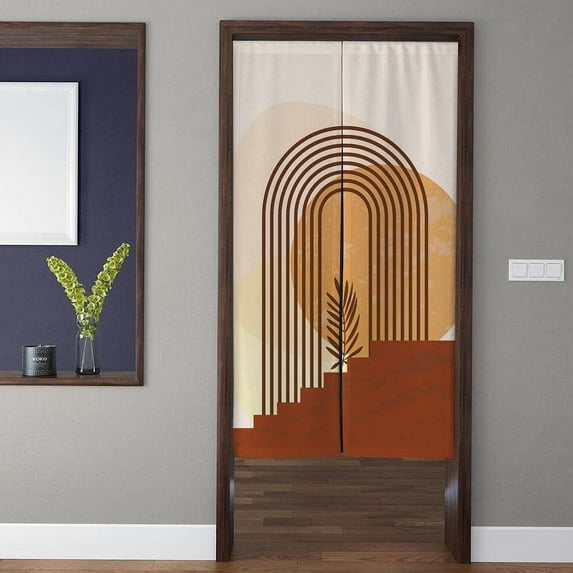 Boho Art Noren Door Curtain Retro circle minimalist line geometry pattern Doorway Curtain Kitchen Partition Bedroom Door Privacy Decor