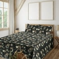 thumbnail image 1 of Ambesonne Boho Art Fitted & Flat Sheet with Shams 4 Pcs Set, Space Sun and Moon Motif, Full, Green Peach and Black, 1 of 5