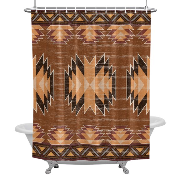 Boho Art Shower Curtain, Rustic Tribal Arrows Native Warm Brown Waterproof Fabric Bathroom Shower Curtains Set with Hooks, 72 X 72 Inch Long