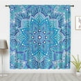 thumbnail image 1 of Boho Art Style Window Curtains, Vintage Abstract Blue Mandala Flower Window Treatment Blackout Curtain Bedroom Living Room Privacy Decor(Rod Pocket), 1 of 5