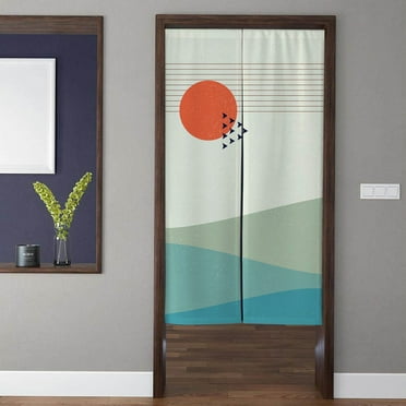 Boho Art Sunset Noren Door Curtain abstract lines sunrise creek Pattern Doorway Curtain for Kitchen Partition Bedroom Door Privacy Decor