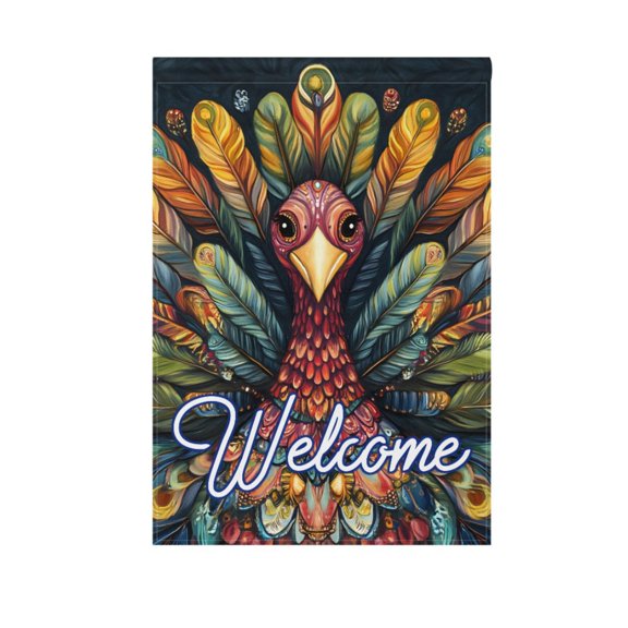 Boho Art Turkey Garden Flag House Banner 12" x 18" Double Sided Outdoor Yard Decoration