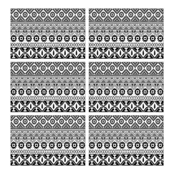 Boho Artistic Flax Placemats Set of 6, 12x18 Inch Tribal Vintage Table Mats, Washable Rustic Ethnic Decor for Nordic Farmhouse Kitchen or Bohemian Style Dining Settings