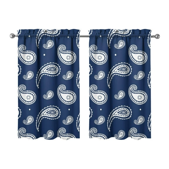 Boho Artistic Kitchen Curtains Set of 2, 27.5x39 Inch Colorful Tribal Tier Curtains, Rod Pocket Design for Small Windows