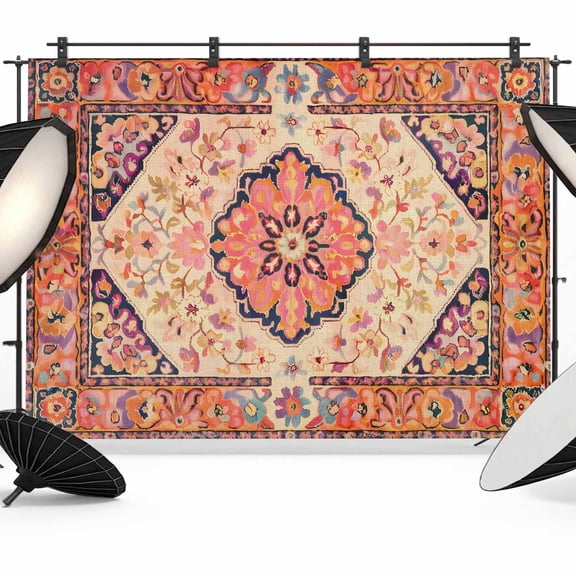 Boho Aztec Backdrop for Photoshoot,Photography Photo Studio Background Wall Backdrop,Retro Southwest Farmhouse Ethnic Floral Back Drop Banner Panel for Portraits Wedding Party Live Streaming 12x8Ft