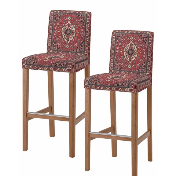 Boho Aztec Bar Stool Covers Set of 2, Country Bohemian Southwest Ethnic Motifs Stretch Washable Bar Chair Covers with Backs, Removable Pub Counter Height Chair Cover for Kitchen Dining Room Cafe