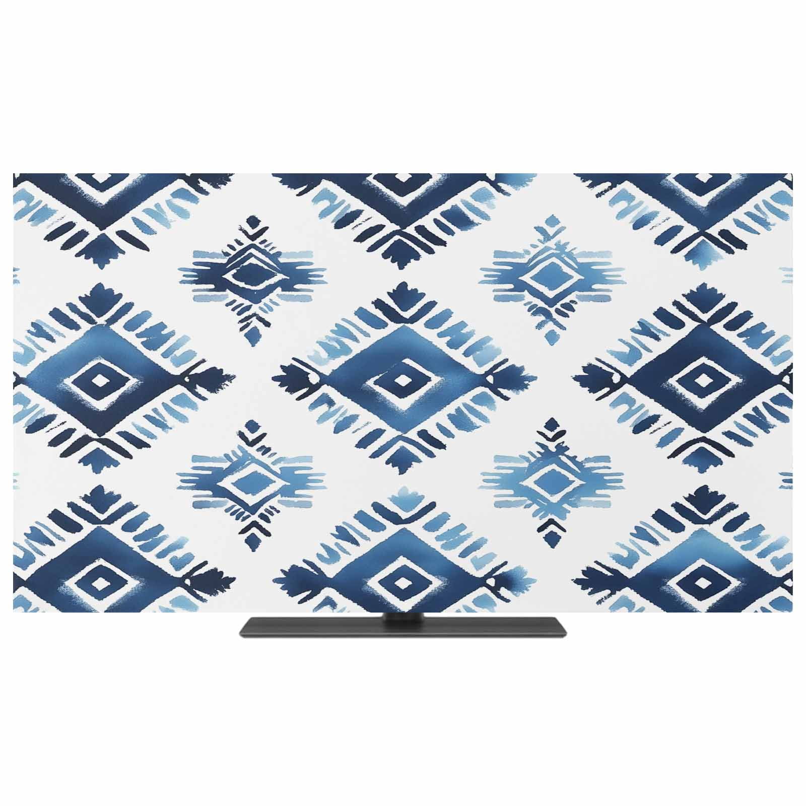 Boho Aztec Blue TV Dust Cover,Stretchable TV Screen Desktop Computer ...