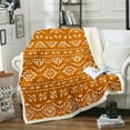 thumbnail image 1 of Boho Aztec Fleece Blanket Throw 50"X60" Western Geometric Throw Blanket Tribal Retro Boho Aztec Sherpa Blanket Modern Farmhouse Bedroom Decor Exotic Bohemian Flannel Blanket Orange White, 1 of 6