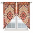 thumbnail image 1 of Boho Aztec Kitchen Window Curtains, Swag Curtains Valance for Bedroom Living Room Bathroom, Retro Southwest Farmhouse Ethnic Floral Rod Pocket Window Treatment Curtain Block Drapes 2 Panels 36"x36", 1 of 9