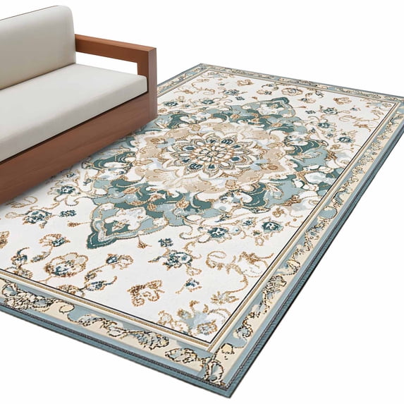 Boho Aztec Large Area Rugs for Bedroom Living Room, Non Slip Carpet Bedside Rug, Tribal Southwest Ethnic Abstract Pattern Rectangular Floor Cover Kitchen Accent Rug 2.7'x5' for Dining Room/Office