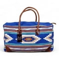 thumbnail image 1 of Boho Aztec Large Weekender Southwestern Duffel Bag Dakota Saddle Blanket Bag 100% Leather Handles, 1 of 6