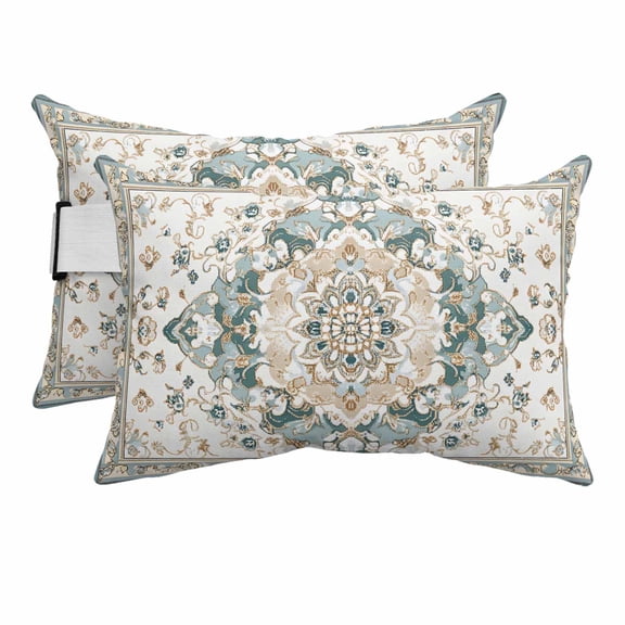 Boho Aztec Outdoor Pillows for Chaise Lounge Chair Beach Headrest Pillow Set of 2 Waterproof Lumbar Pillows with Insert&Strap Tribal Southwest Ethnic Abstract Pattern Pillow for Patio Pool 12"x20"