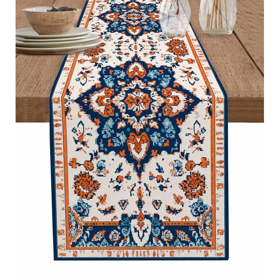 Boho Aztec Table Runner 48 Inches, Ethnic Southwest Bohemia Abstract Pattern Bed Runner Dresser Scarves Tabletop for Indoor Outdoor Parties/Ceremony/Banquet, 13" x 48"