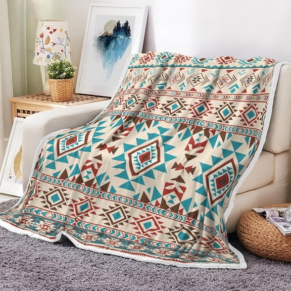 HNQEICB Boho Aztec Tribal Fleece Throw Blanket 50 x 60 inches for Couch Sofa Bed
