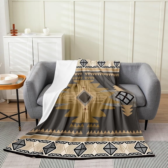 Boho Aztec Tribal Throw Blanket for Couch Sofa Bed