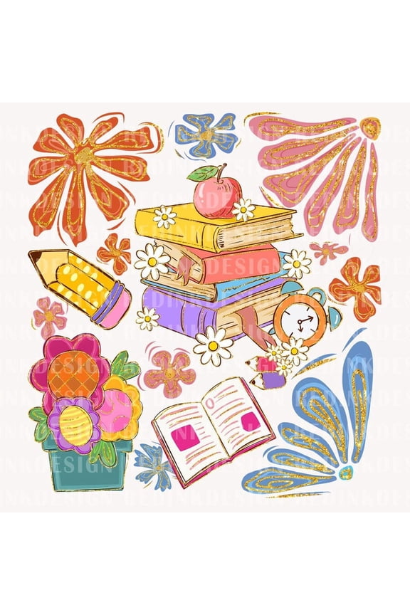 Boho Back to School PNG, Coquette Teacher First Day of School Shirt Design, Girly Floral Sublimation,Books png, Flowers png, Girl school png