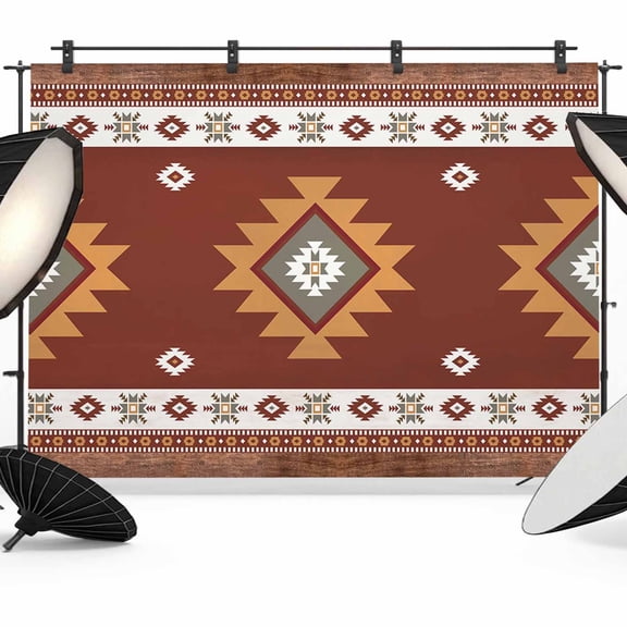 Boho Backdrop for Photography, Southwest Native American Tribal Totems Geometric Photo Backdrop Portrait Background Party Banner Photo Backgrounds for Studio Booth Props, 10x8ft