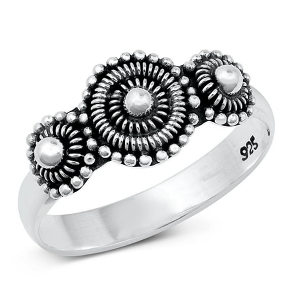 Boho Bali Mandala Sunflower Ring .925 Sterling Silver Band Jewelry Female Male Unisex Size 6