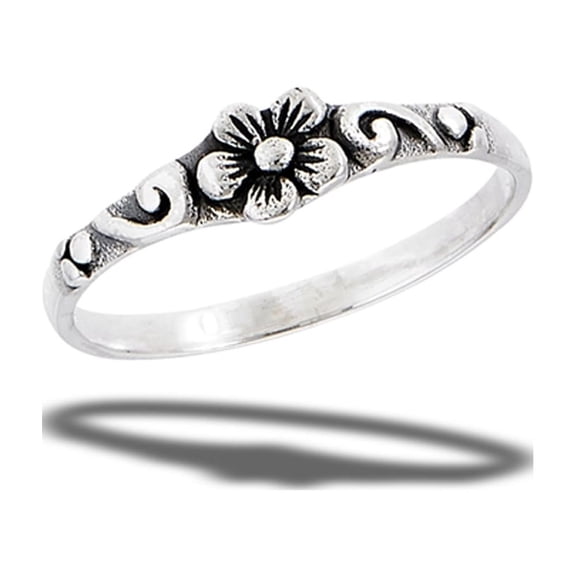 Boho Bali Plumeria Flower Ring .925 Sterling Silver Band Jewelry Female Male Unisex Size 6