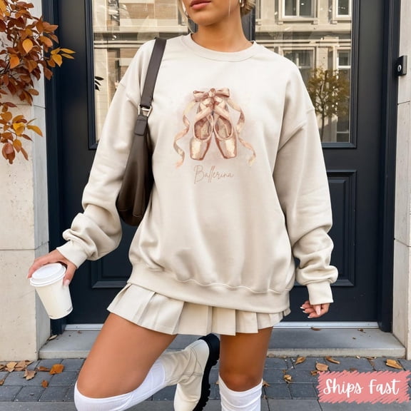 Boho Ballerina Sweatshirt with Pointe Shoes: Dance Teacher Gift, Ballerina, Multiple Colors