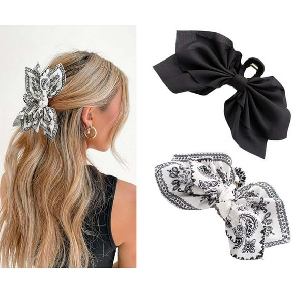 Boho Bandana Hair Claw Clips,French Style High-end Cashew Flower Big Bow Hairpin for Styling Large Hair Clips for Thick Hair for Girls Hair Accessories (style 1)