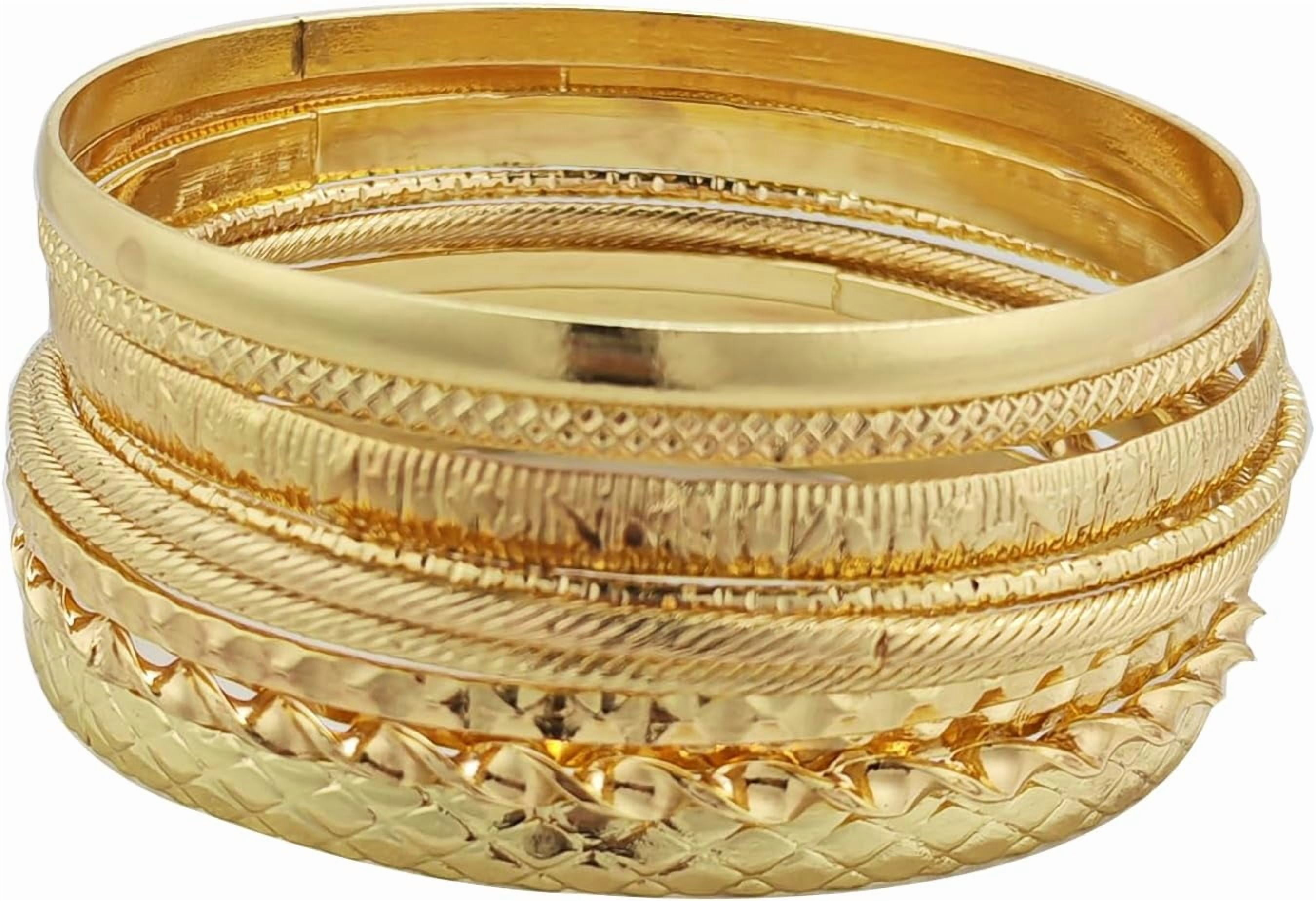 FUNOJOY 16Pcs Gold Bangle Bracelets Set For Women - Stackable Boho Textured Bracelets Jewelry