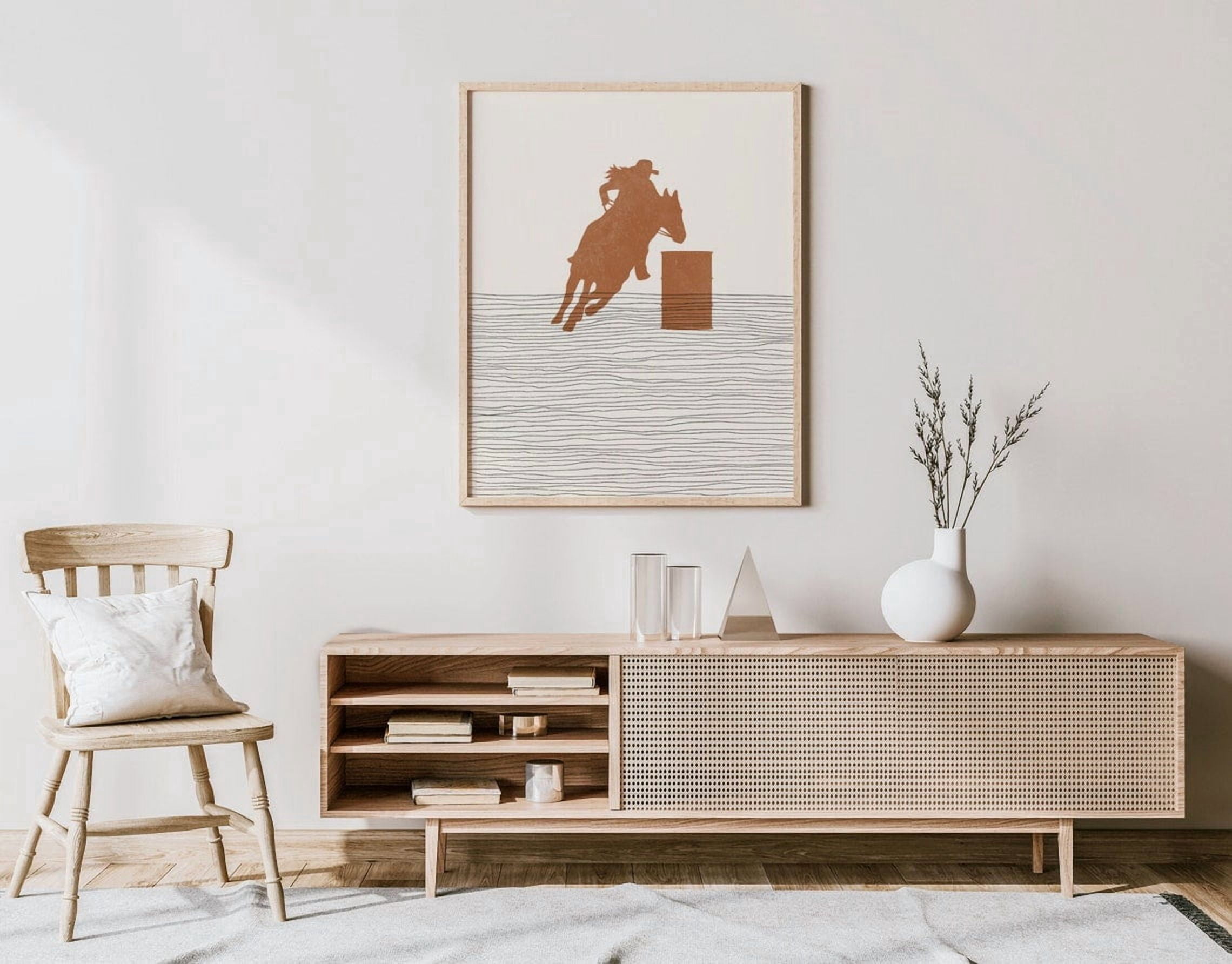 Boho Barrel Racing Poster, Minimalist Racer, Cowgirl, Modern Living ...