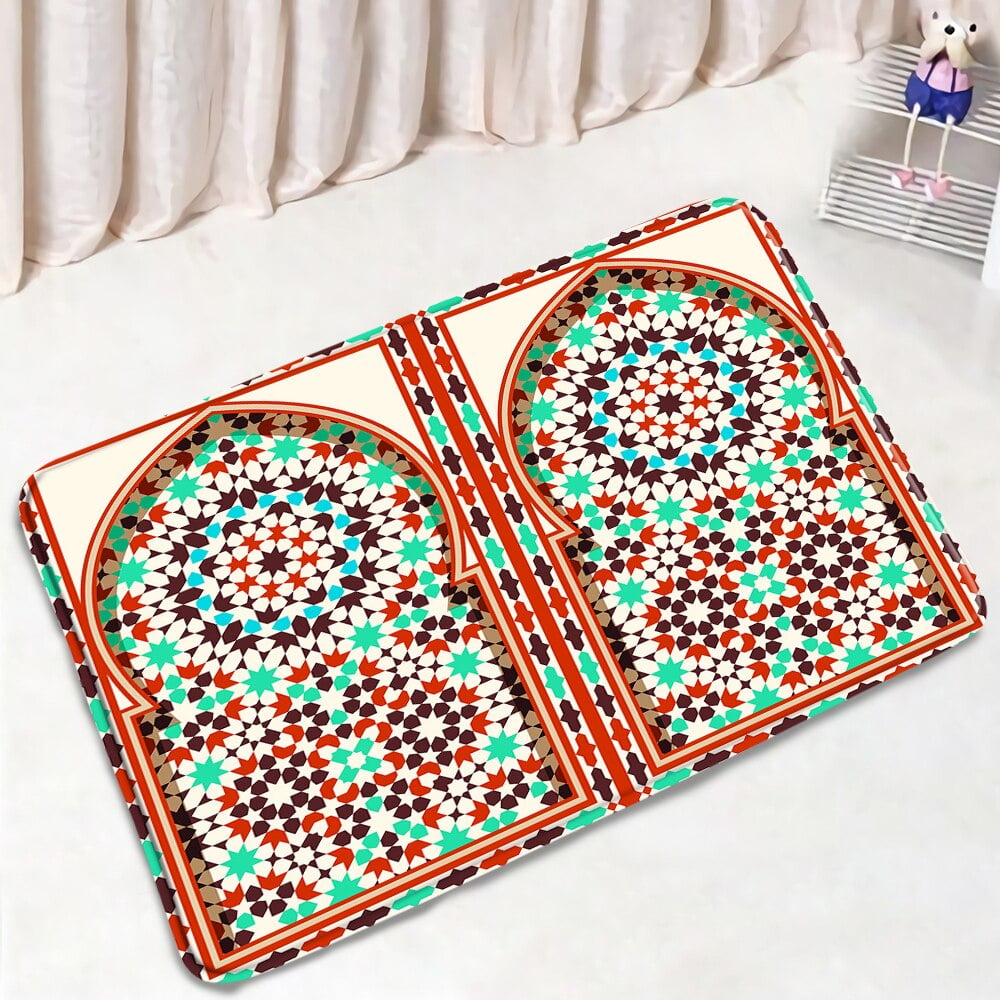Boho Bath Mats Set Retro Moroccan Ethnic Floral Pattern Door Pad Modern