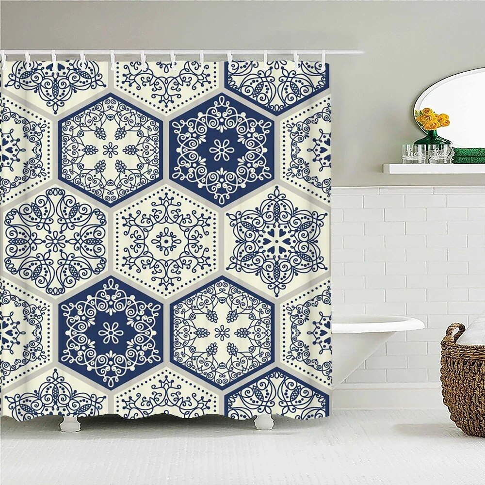 Boho Bathroom Curtain Indian Boho Shower Curtain Waterproof Fabric Strip Home Decor Washable ...