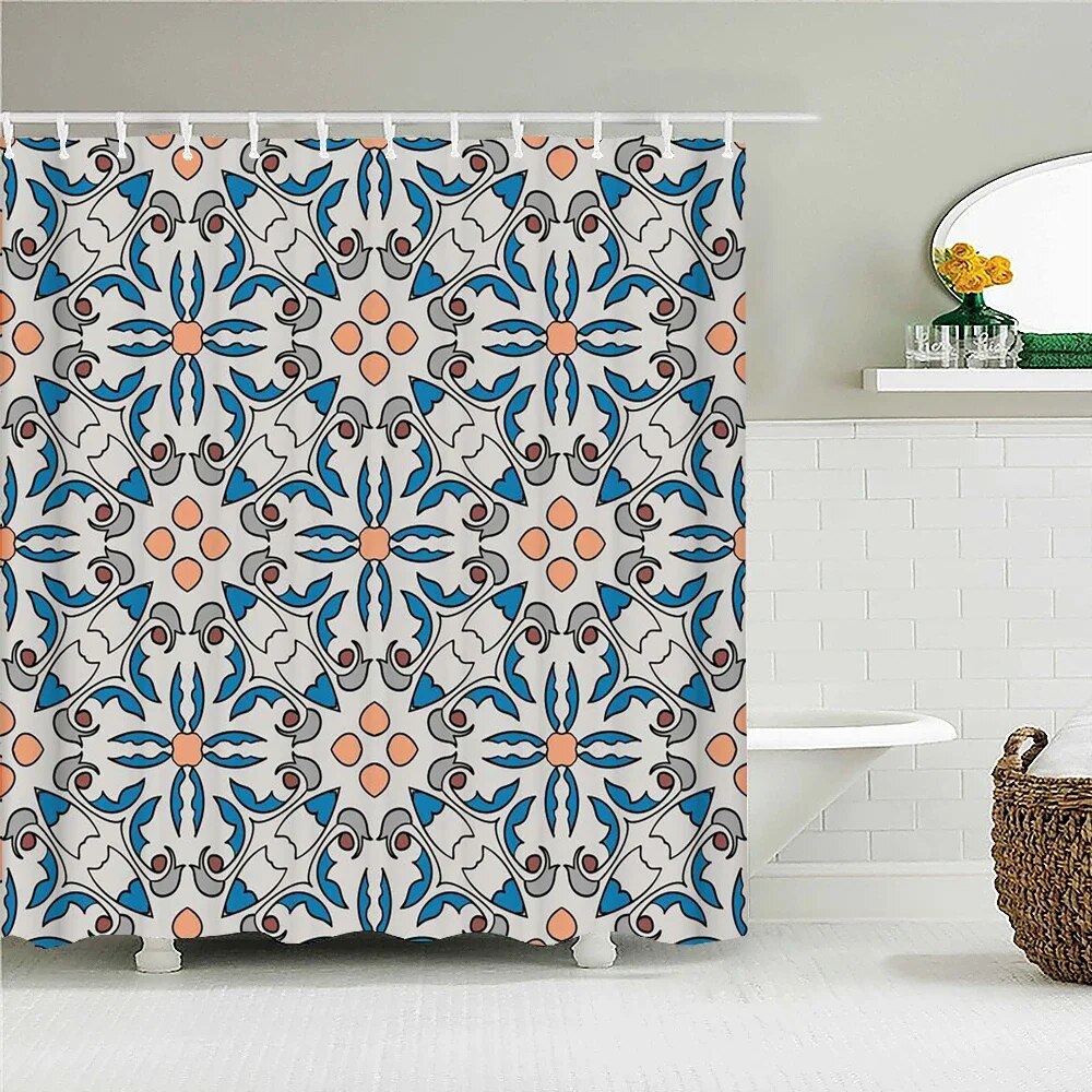 Boho Bathroom Curtain Indian Boho Shower Curtain Waterproof Fabric Strip Home Decor Washable ...
